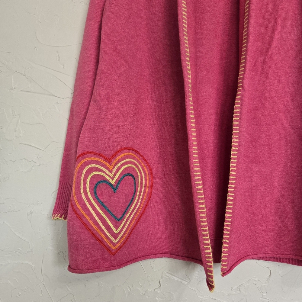 XOKR Kerri Rosenthal Heart Pink Yellow Open Sweater, S - Picture 2 of 9
